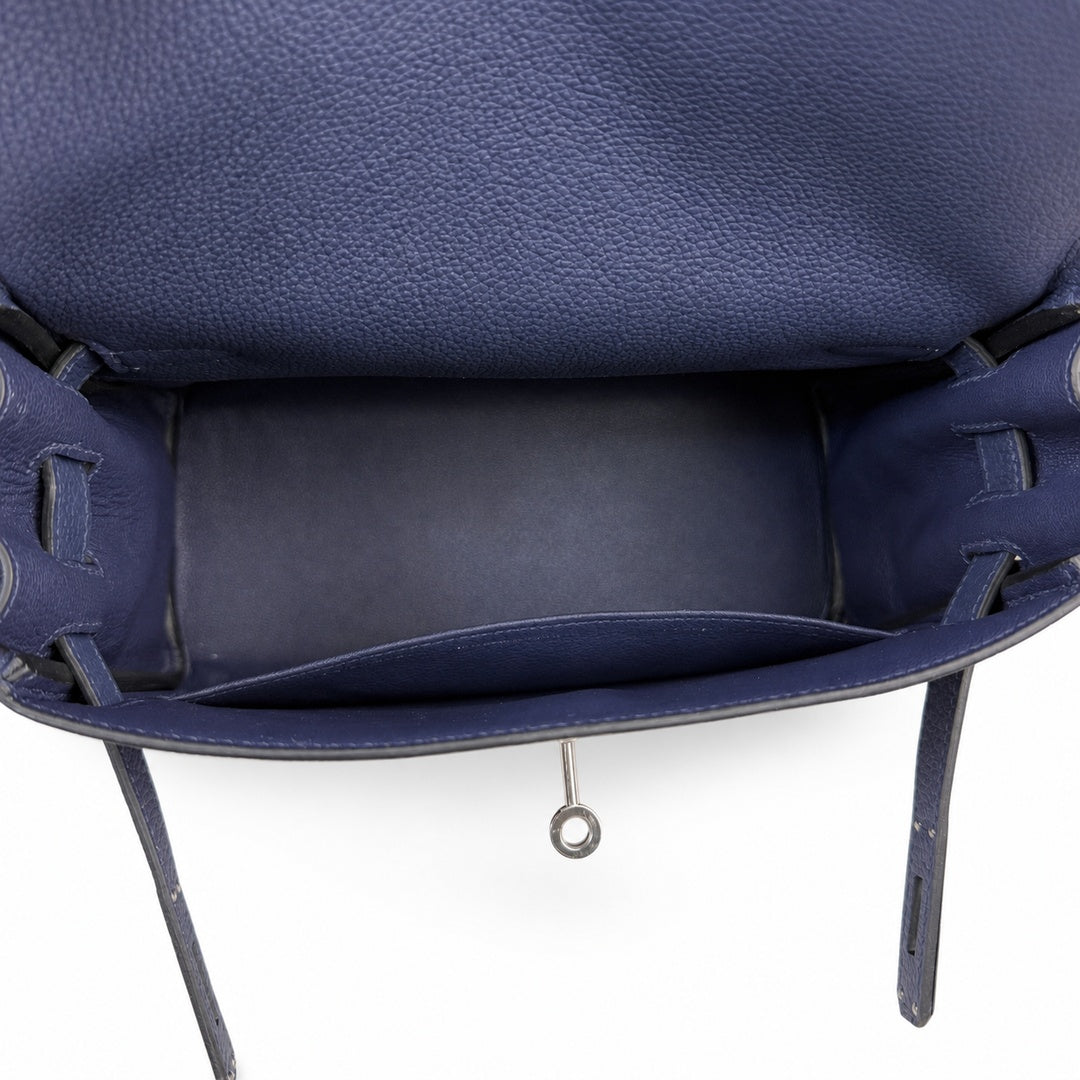 Kelly Messenger PM 27 Veau Togo, Bleu Saphir, Palladium Hardware