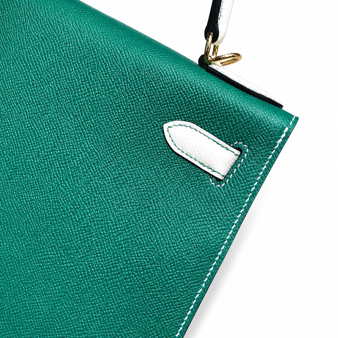 Hermès Kelly II 28cm Vert Vertigo × Craie Color Matching Epsom Calf Leather Gold Hardware