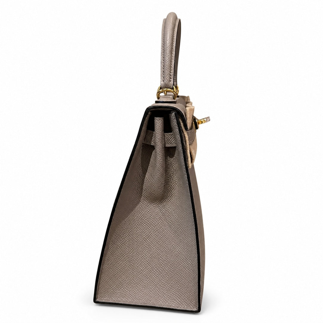 Hermès Kelly Sellier 25 Gris Asphalte Epsom Calf Leather Gold Hardware