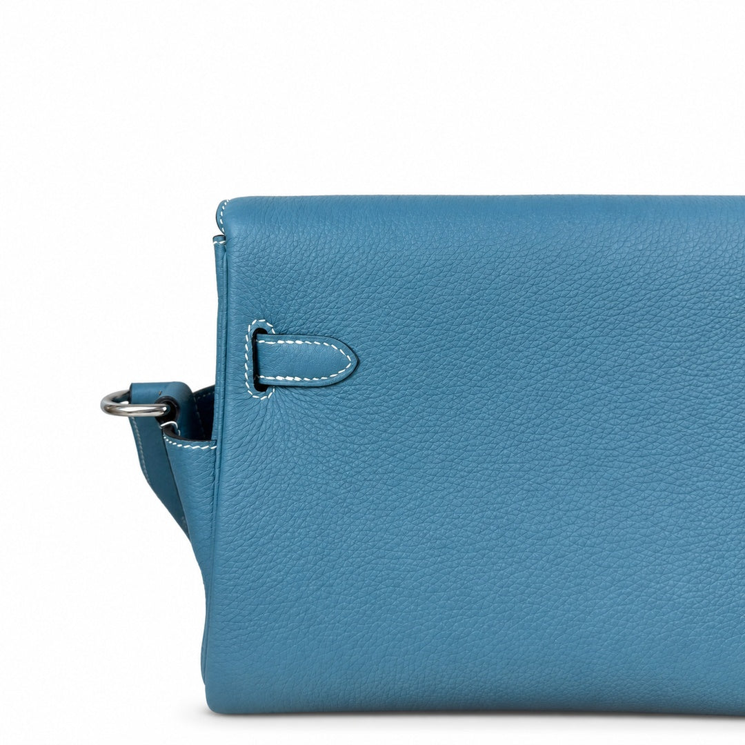 Kelly Messenger PM 27 Veau Togo, Bleu Jean, Palladium Hardware