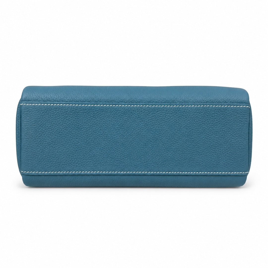 Kelly Messenger PM 27 Veau Togo, Bleu Jean, Palladium Hardware