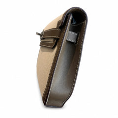 Hermès Kelly Dépêches 25 Ecru Toile Militaire / Etoupe Swift Calf Leather Palladium Hardware