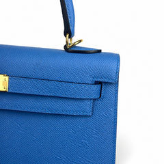 Hermès Kelly 25 Tanzania Blue Epsom Gold Hardware