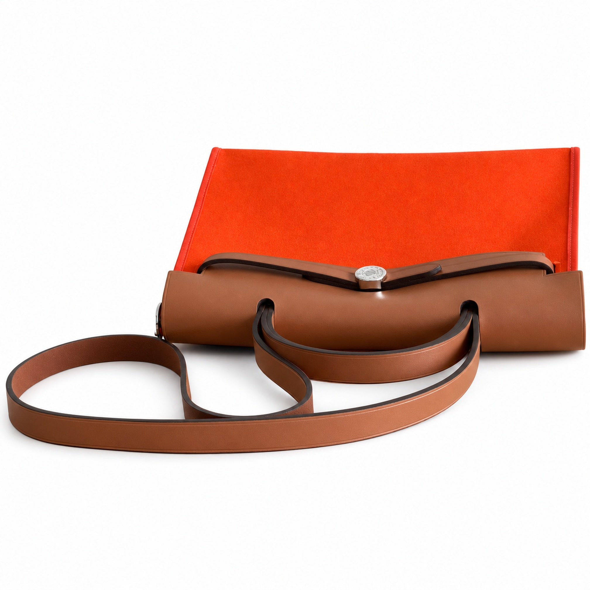 Hermès Herbag Zip 31 Potiron Suede / Fauve Vache Hunter Leather Palladium Hardware