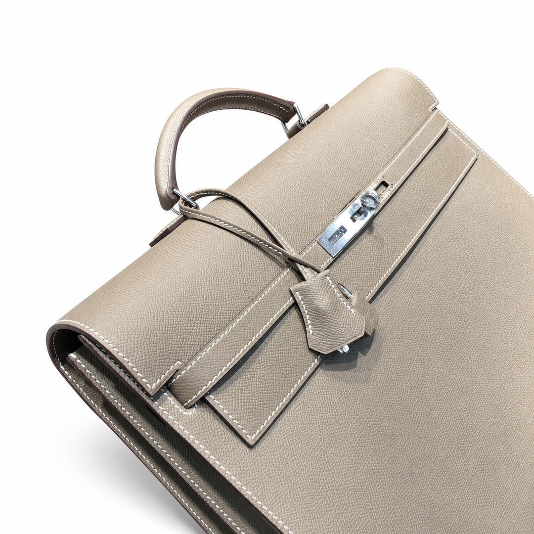 Hermès Kelly Briefcase 38cm Etoupe Epsom Calf Leather Palladium Hardware