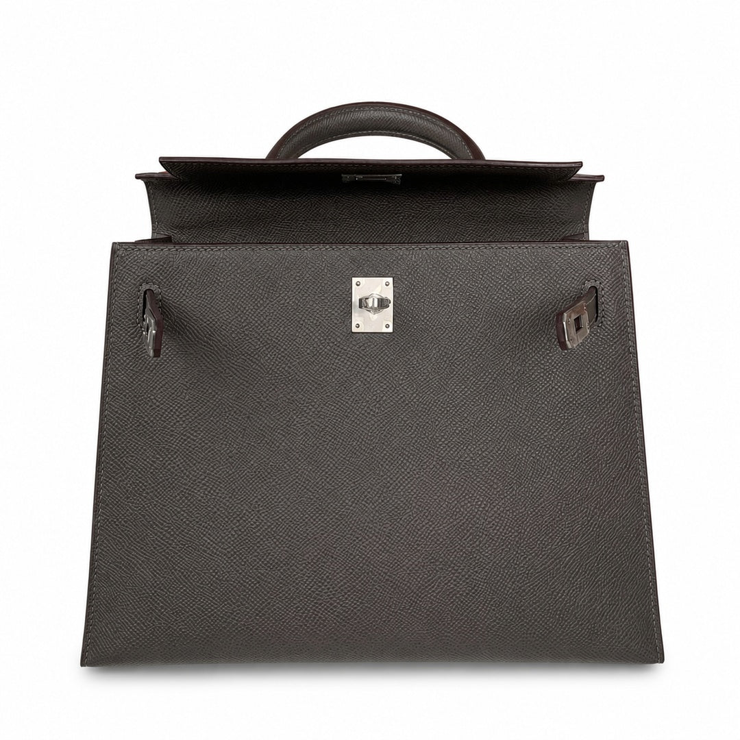 Hermès Kelly Sellier 25cm Pewter Epsom Calf Leather Palladium Hardware