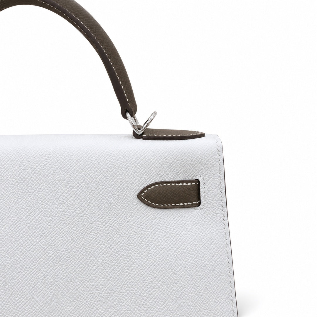 Hermès Kelly II 25cm Craie × Etoupe Color Matching Epsom Calf Leather Palladium Hardware