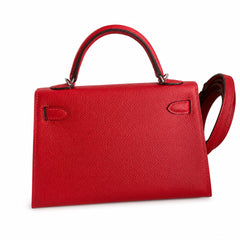 Hermès Kelly Sellier 19 Rouge Casaque Epsom Palladium Hardware