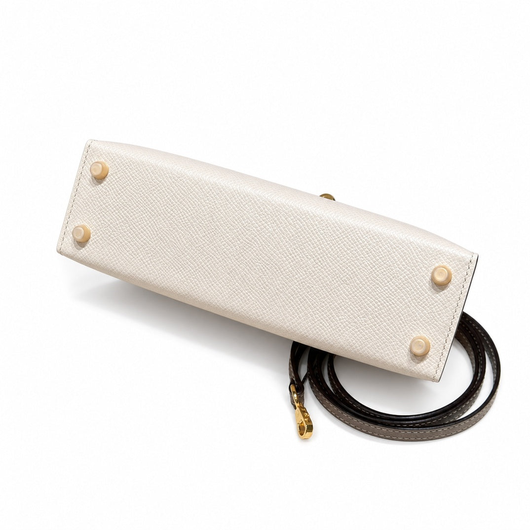 Hermès Mini Kelly II 20 Craie Epsom Calf Leather Gold Hardware