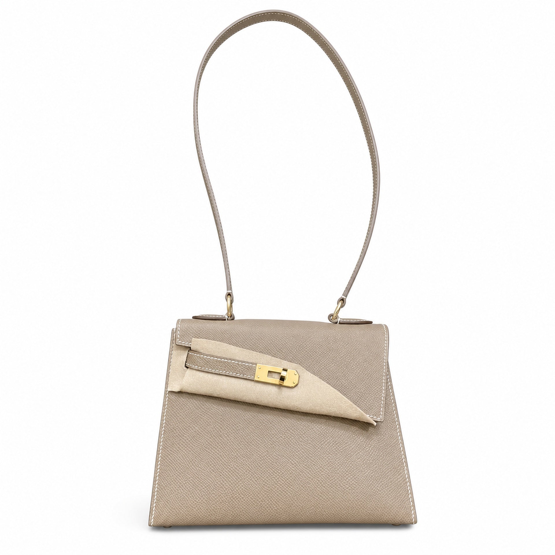 Hermès Kelly Desordre Sellier 20cm Etoupe Epsom Calf Leather Gold Hardware