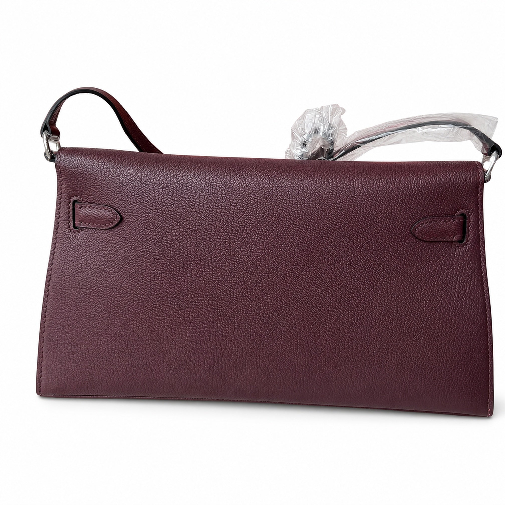Hermès Kelly Shoulder Two-Tone Bordeaux & Craie Epsom Palladium Hardware