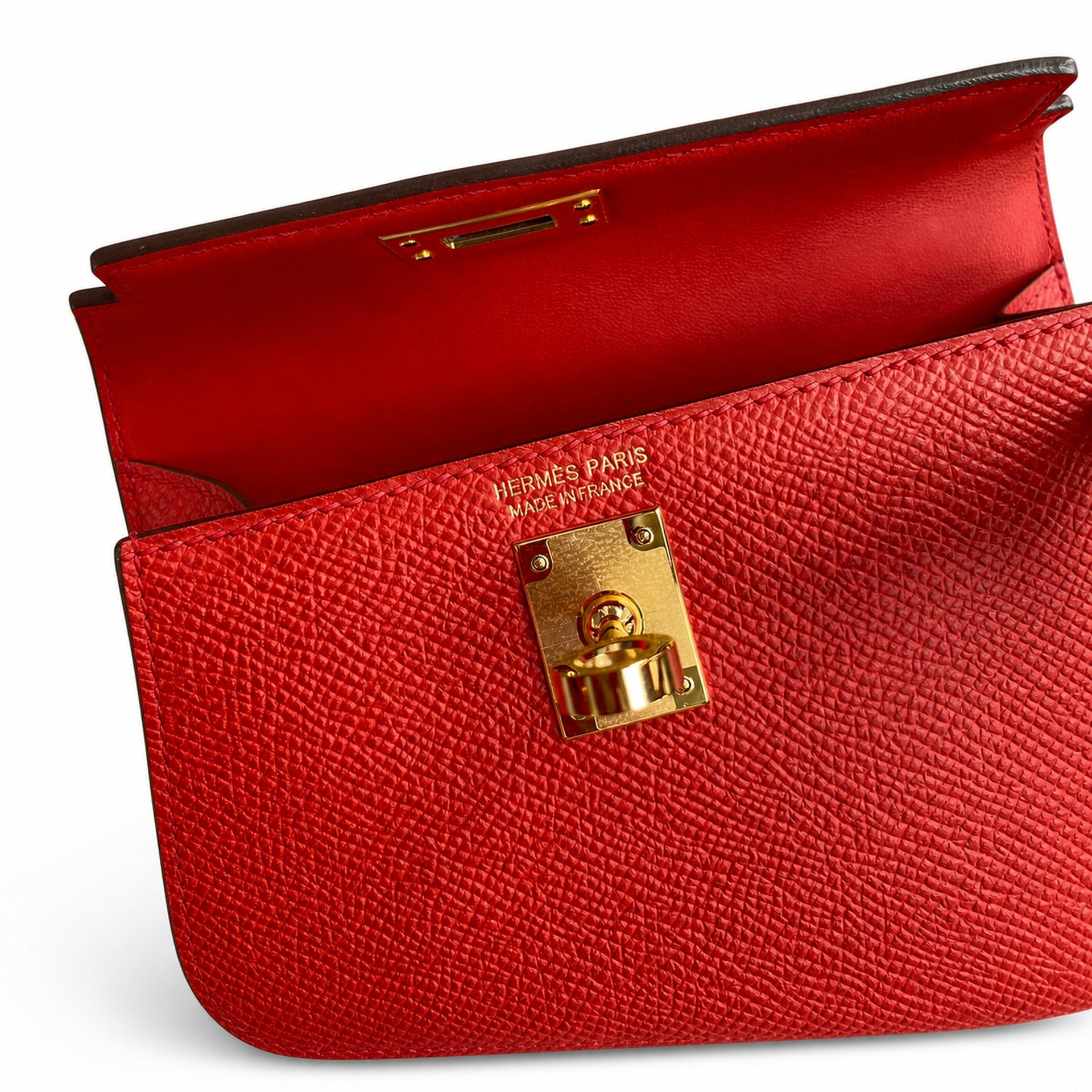 Hermès Kelly Sellier 19 Rouge Casaque Epsom Gold Hardware