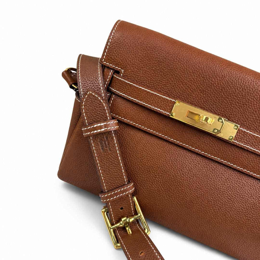 Kelly Messenger PM 27 Veau Togo, Cognac, Gold Hardware