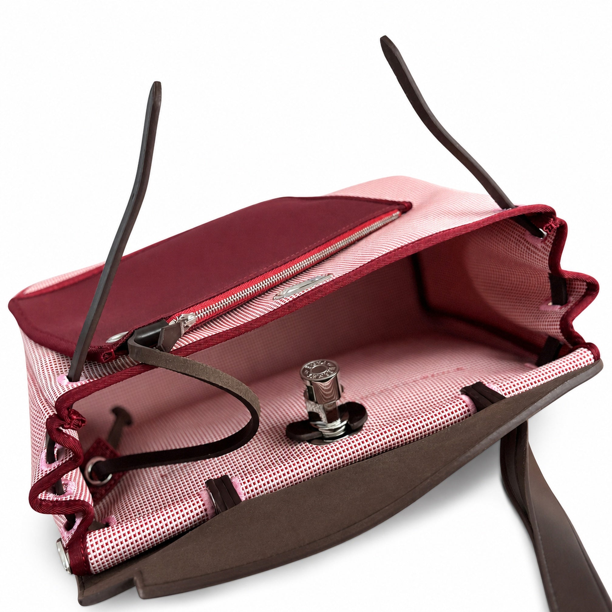 Hermès Herbag Zip 31 Rose Sakura Mini Grid Toile H / Noir Vache Hunter Leather Palladium Hardware