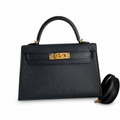 Hermès Mini Kelly II 19cm Noir Epsom Calf Leather Gold Hardware
